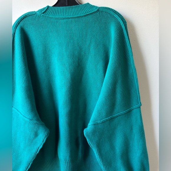 Free People Teal Knit Crewneck Sweater - Picture 9 of 14